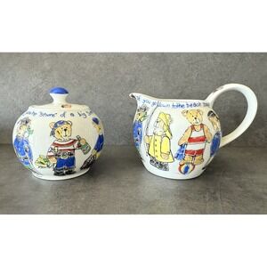 Cardew Design Beach Bears Sugar Bowl & Creamer Fishing And Sailors